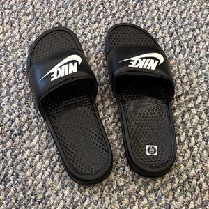 Nike Black and White Slide Sandals